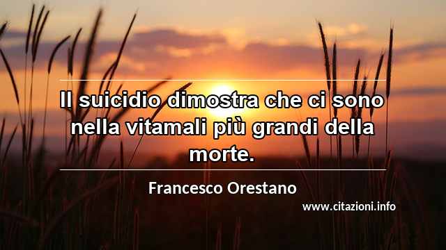 “Il suicidio dimostra che ci sono nella vitamali più grandi della morte.”