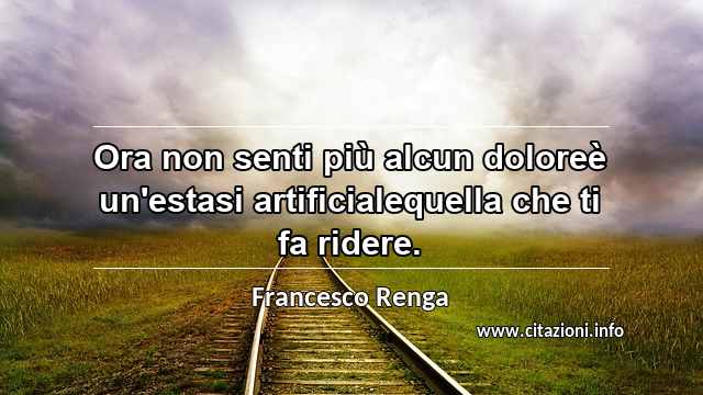 “Ora non senti più alcun doloreè un'estasi artificialequella che ti fa ridere.”