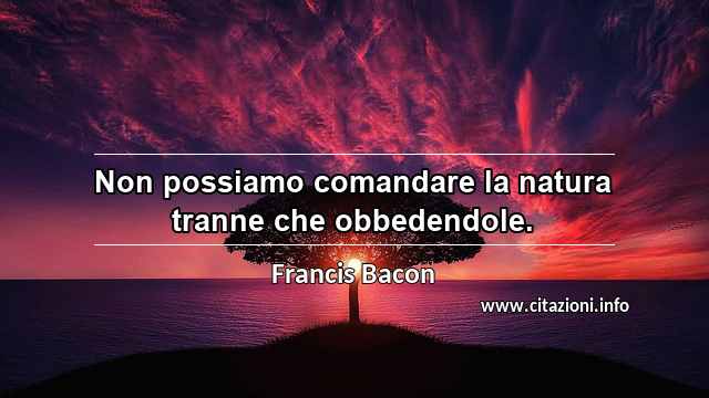 “Non possiamo comandare la natura tranne che obbedendole.”