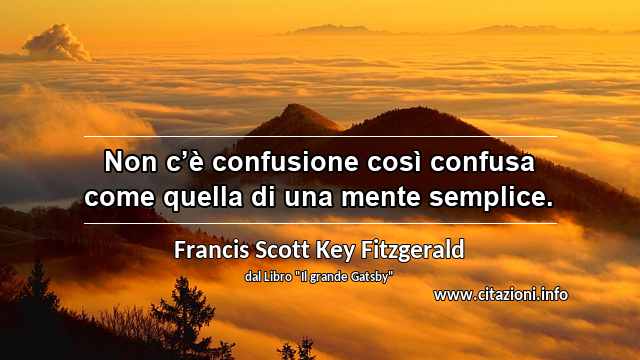 “Non c’è confusione così confusa come quella di una mente semplice.”