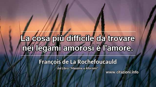“La cosa più difficile da trovare nei legami amorosi è l'amore.”