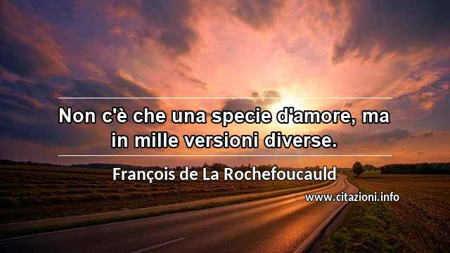 “Non c'è che una specie d'amore, ma in mille versioni diverse.”