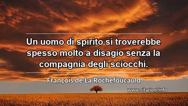 “Un uomo di spirito si troverebbe spesso molto a disagio senza la compagnia degli sciocchi.”