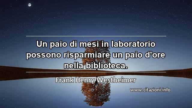 “Un paio di mesi in laboratorio possono risparmiare un paio d'ore nella biblioteca.”