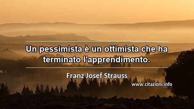 “Un pessimista è un ottimista che ha terminato l'apprendimento.”