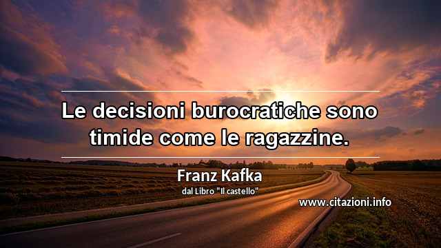“Le decisioni burocratiche sono timide come le ragazzine.”