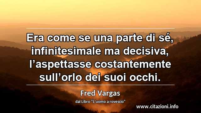“Era come se una parte di sé, infinitesimale ma decisiva, l’aspettasse costantemente sull’orlo dei suoi occhi.”