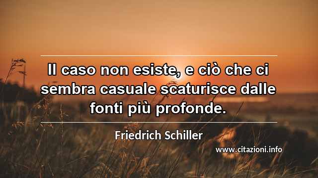 “Il caso non esiste, e ciò che ci sembra casuale scaturisce dalle fonti più profonde.”