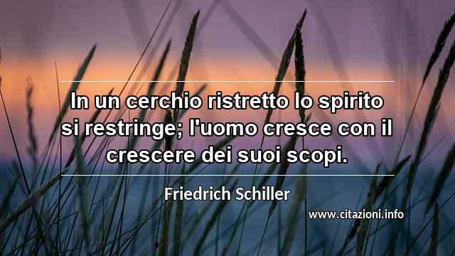 “In un cerchio ristretto lo spirito si restringe; l'uomo cresce con il crescere dei suoi scopi.”