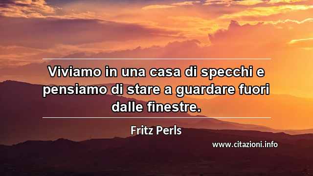 “Viviamo in una casa di specchi e pensiamo di stare a guardare fuori dalle finestre. ”