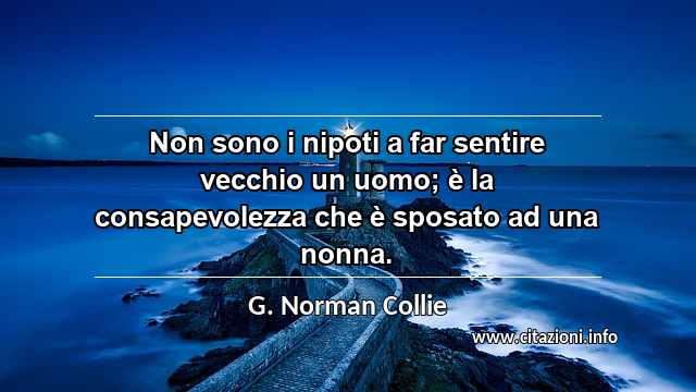 “Non sono i nipoti a far sentire vecchio un uomo; è la consapevolezza che è sposato ad una nonna.”