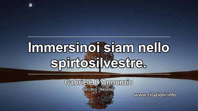 “Immersinoi siam nello spirtosilvestre.”