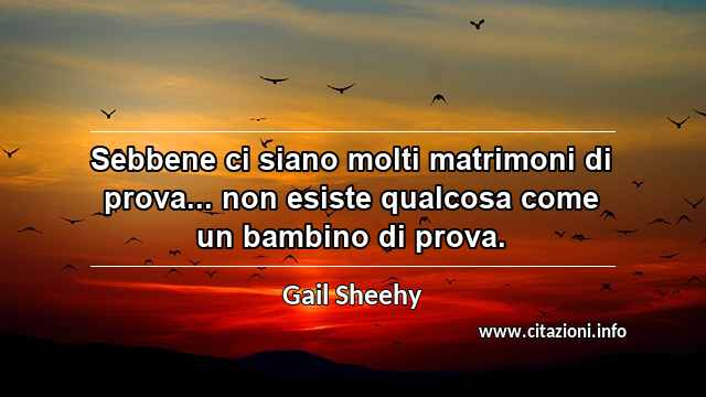 “Sebbene ci siano molti matrimoni di prova... non esiste qualcosa come un bambino di prova.”