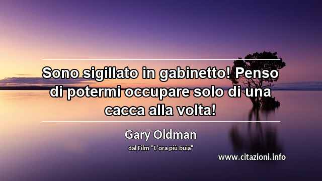 “Sono sigillato in gabinetto! Penso di potermi occupare solo di una cacca alla volta!”
