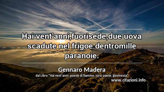 “Hai vent’anni,fuorisede,due uova scadute nel frigoe dentromille paranoie.”