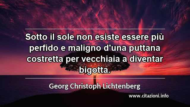“Sotto il sole non esiste essere più perfido e maligno d'una puttana costretta per vecchiaia a diventar bigotta.”