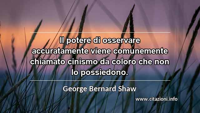 “Il potere di osservare accuratamente viene comunemente chiamato cinismo da coloro che non lo possiedono.”
