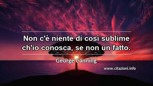 “Non c'è niente di così sublime ch'io conosca, se non un fatto.”