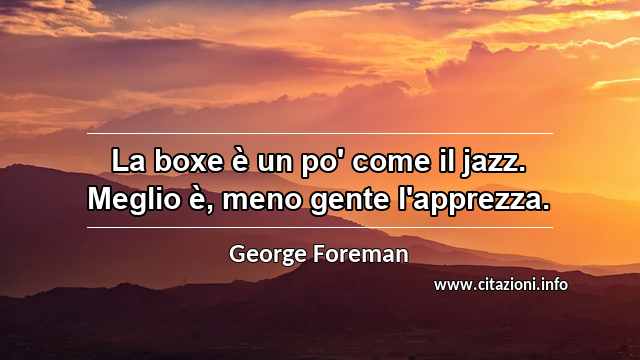 “La boxe è un po' come il jazz. Meglio è, meno gente l'apprezza.”