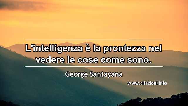 “L'intelligenza è la prontezza nel vedere le cose come sono.”