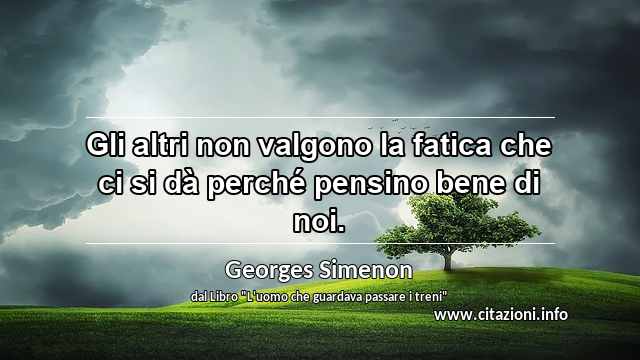 “Gli altri non valgono la fatica che ci si dà perché pensino bene di noi.”