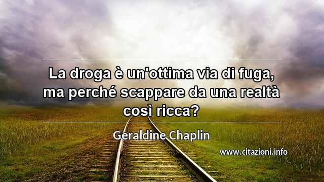 “La droga è un'ottima via di fuga, ma perché scappare da una realtà così ricca?”