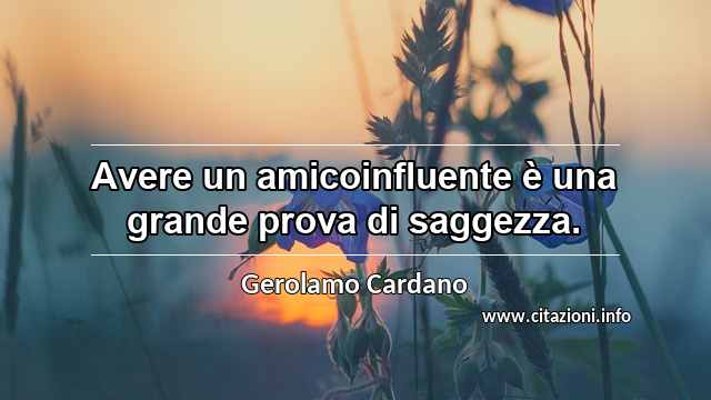 “Avere un amicoinfluente è una grande prova di saggezza.”