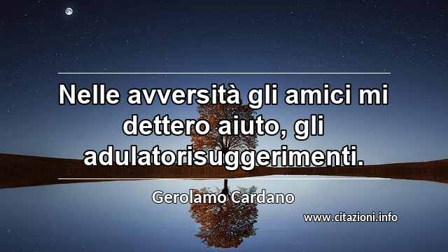 “Nelle avversità gli amici mi dettero aiuto, gli adulatorisuggerimenti.”
