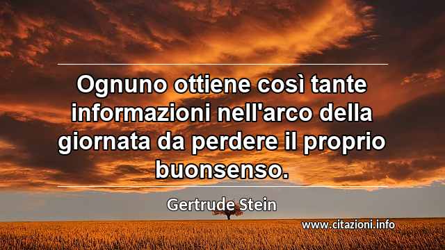 “Ognuno ottiene così tante informazioni nell'arco della giornata da perdere il proprio buonsenso.”