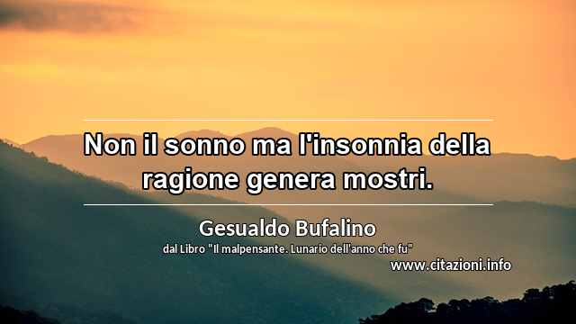 “Non il sonno ma l'insonnia della ragione genera mostri.”