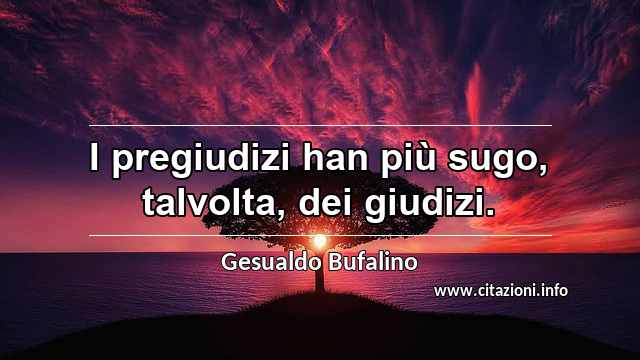 “I pregiudizi han più sugo, talvolta, dei giudizi.”