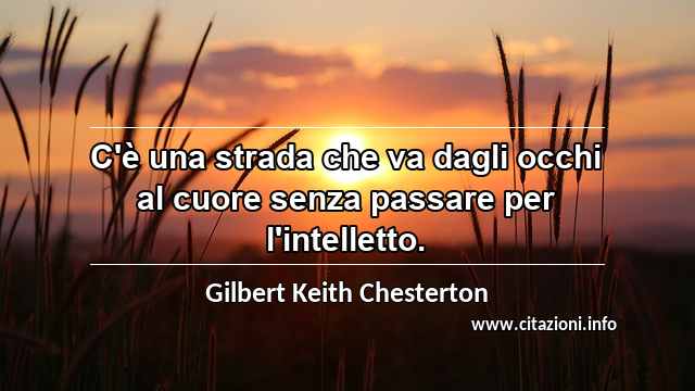 “C'è una strada che va dagli occhi al cuore senza passare per l'intelletto.”