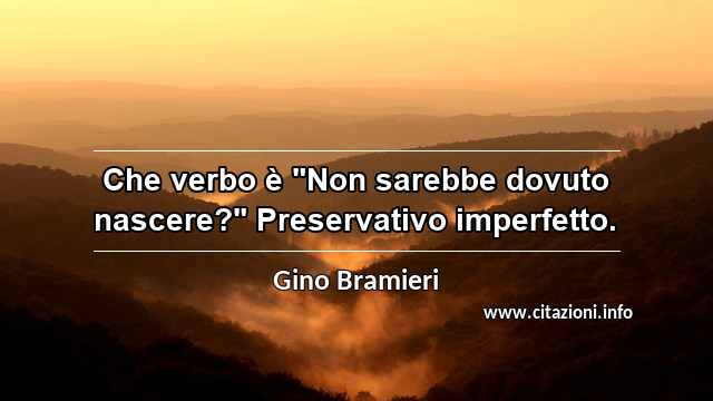 Che verbo è "Non sarebbe dovuto nascere?" Preservativo imperfetto.