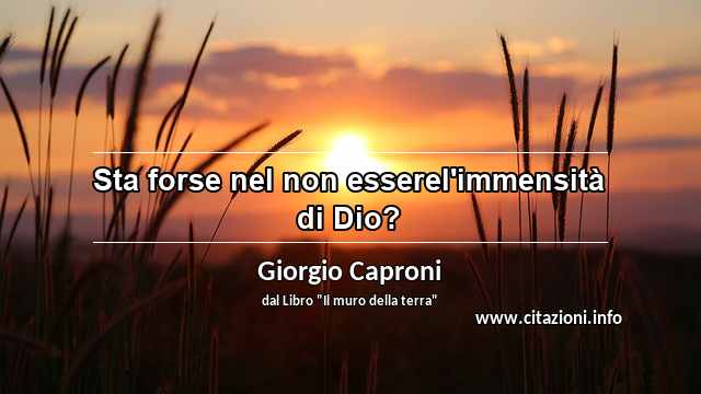 “Sta forse nel non esserel'immensità di Dio?”