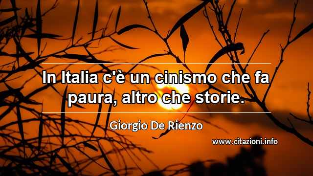 “In Italia c'è un cinismo che fa paura, altro che storie.”