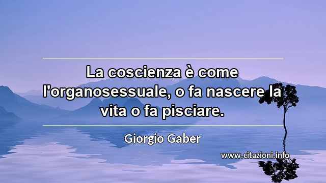 “La coscienza è come l'organosessuale, o fa nascere la vita o fa pisciare.”