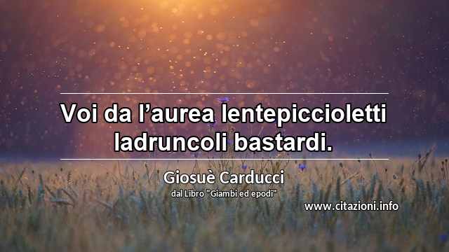 “Voi da l’aurea lentepiccioletti ladruncoli bastardi.”