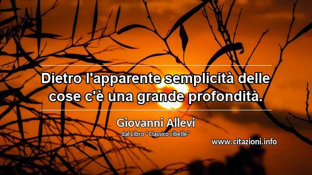 “Dietro l'apparente semplicità delle cose c'è una grande profondità.”