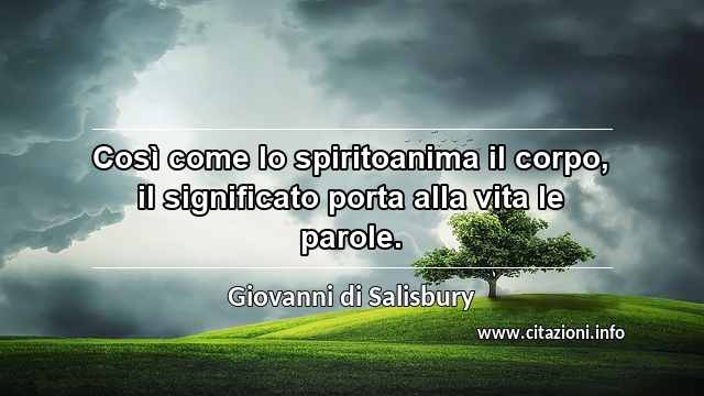 “Così come lo spiritoanima il corpo, il significato porta alla vita le parole.”