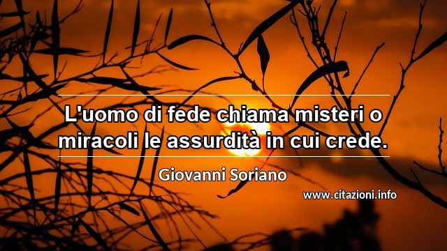 “L'uomo di fede chiama misteri o miracoli le assurdità in cui crede.”