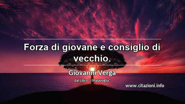 “Forza di giovane e consiglio di vecchio.”