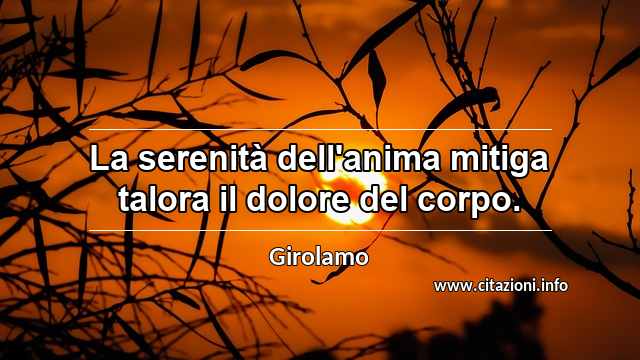 “La serenità dell'anima mitiga talora il dolore del corpo.”