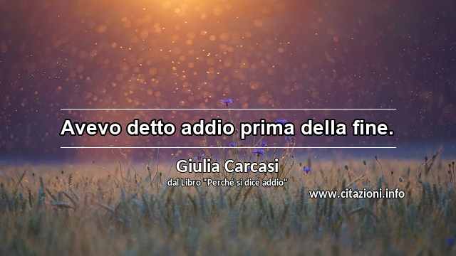 “Avevo detto addio prima della fine.”