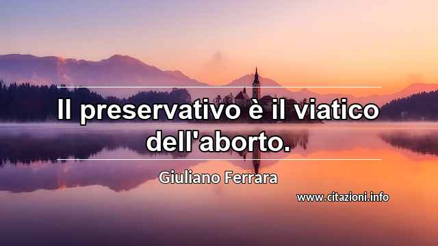 “Il preservativo è il viatico dell'aborto.”