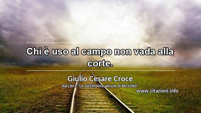 “Chi è uso al campo non vada alla corte.”