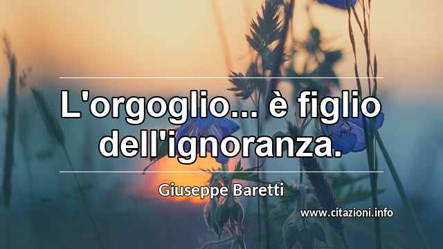 “L'orgoglio... è figlio dell'ignoranza.”