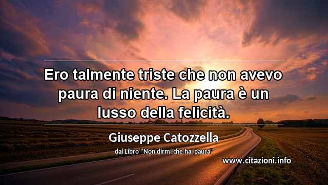 “Ero talmente triste che non avevo paura di niente. La paura è un lusso della felicità.”
