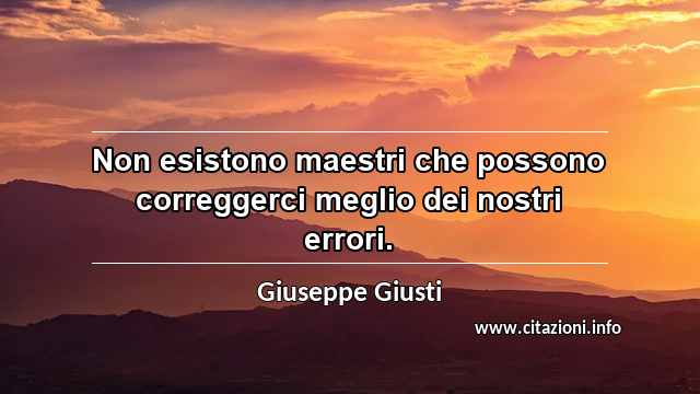 “Non esistono maestri che possono correggerci meglio dei nostri errori.”