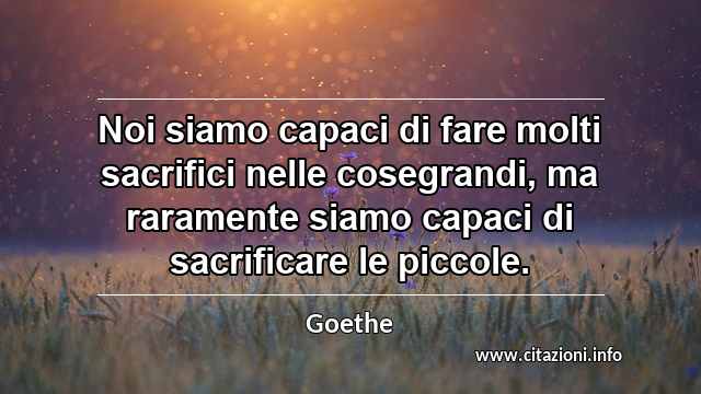 “Noi siamo capaci di fare molti sacrifici nelle cosegrandi, ma raramente siamo capaci di sacrificare le piccole.”