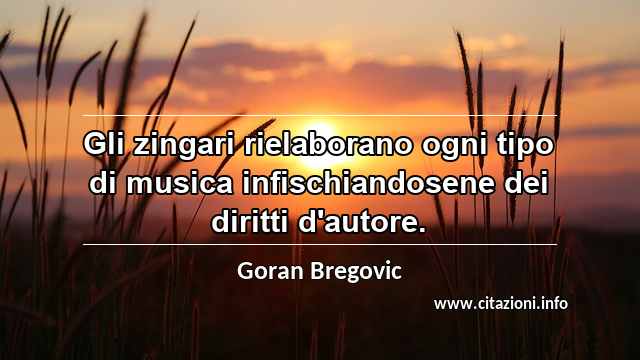 “Gli zingari rielaborano ogni tipo di musica infischiandosene dei diritti d'autore.”